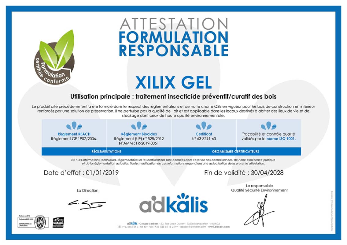 Сертификат безопасности и ответственности за состав XILIX Gel — ФЕДЕРАЛДЕЗ